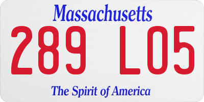 MA license plate 289LO5