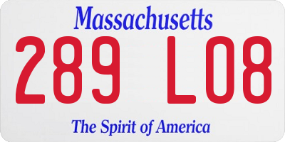 MA license plate 289LO8