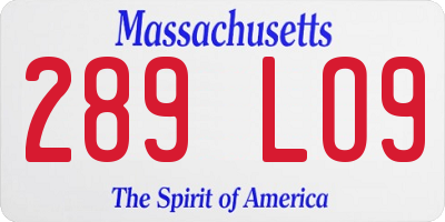 MA license plate 289LO9