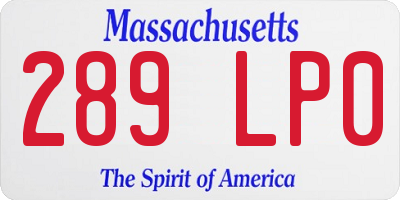 MA license plate 289LP0