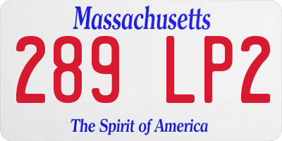 MA license plate 289LP2