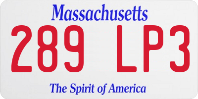 MA license plate 289LP3