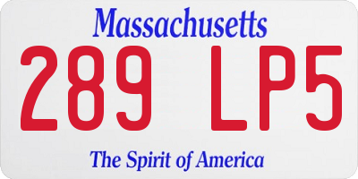 MA license plate 289LP5