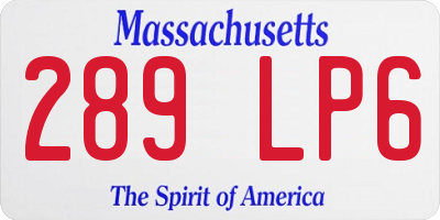 MA license plate 289LP6