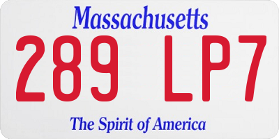 MA license plate 289LP7