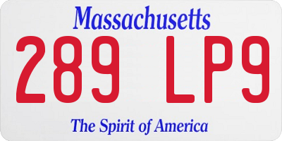 MA license plate 289LP9