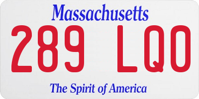 MA license plate 289LQ0