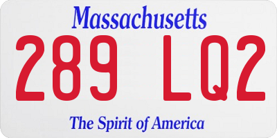 MA license plate 289LQ2