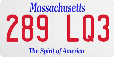 MA license plate 289LQ3
