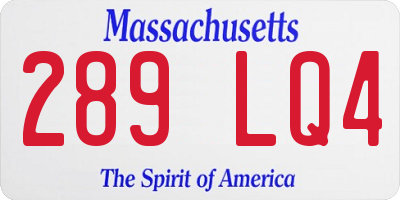 MA license plate 289LQ4