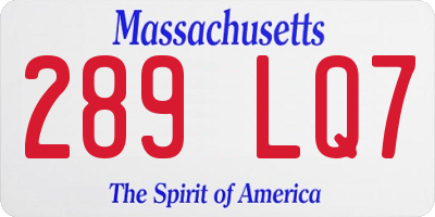 MA license plate 289LQ7