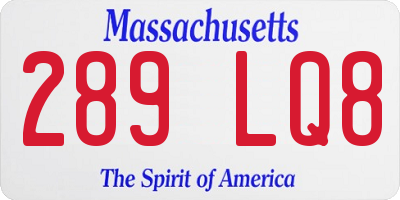 MA license plate 289LQ8