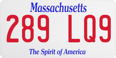 MA license plate 289LQ9