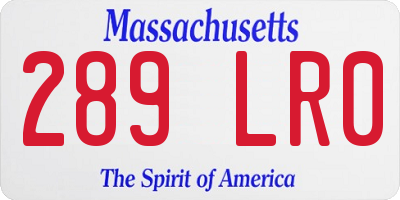 MA license plate 289LR0