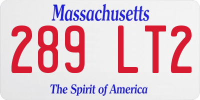 MA license plate 289LT2