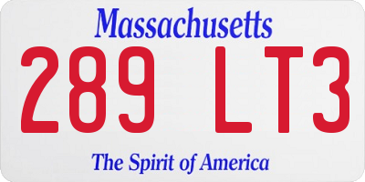 MA license plate 289LT3