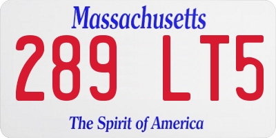 MA license plate 289LT5