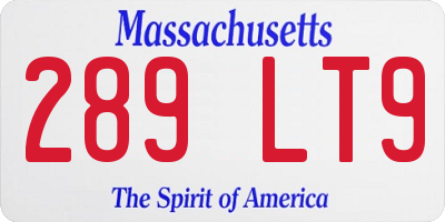 MA license plate 289LT9
