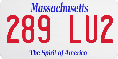 MA license plate 289LU2