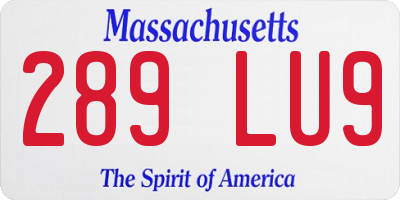 MA license plate 289LU9