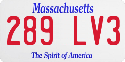 MA license plate 289LV3