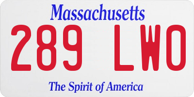MA license plate 289LW0