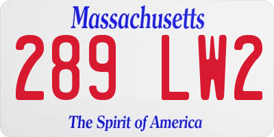 MA license plate 289LW2