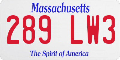 MA license plate 289LW3
