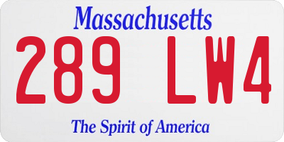 MA license plate 289LW4