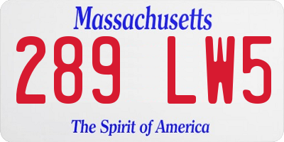 MA license plate 289LW5
