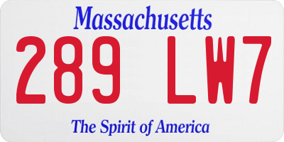 MA license plate 289LW7