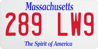 MA license plate 289LW9