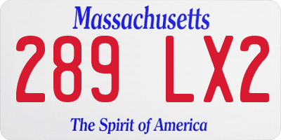 MA license plate 289LX2