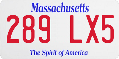 MA license plate 289LX5