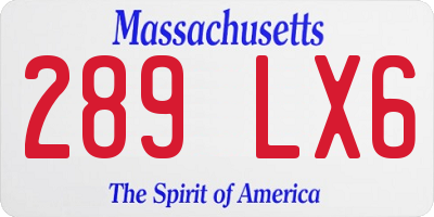 MA license plate 289LX6