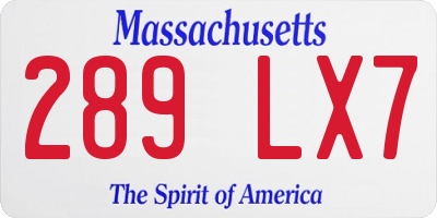 MA license plate 289LX7