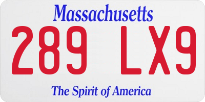 MA license plate 289LX9