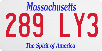MA license plate 289LY3