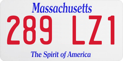 MA license plate 289LZ1