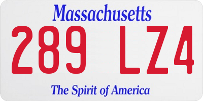 MA license plate 289LZ4