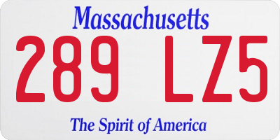 MA license plate 289LZ5