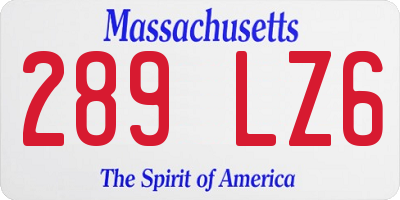 MA license plate 289LZ6