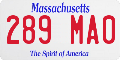 MA license plate 289MA0