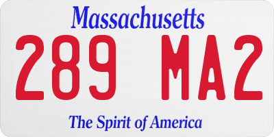 MA license plate 289MA2