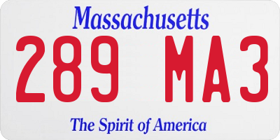 MA license plate 289MA3