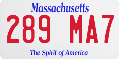 MA license plate 289MA7