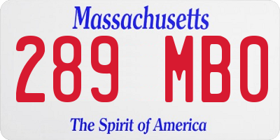 MA license plate 289MB0