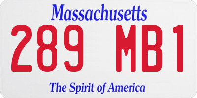 MA license plate 289MB1