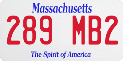 MA license plate 289MB2