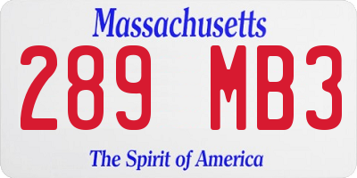 MA license plate 289MB3